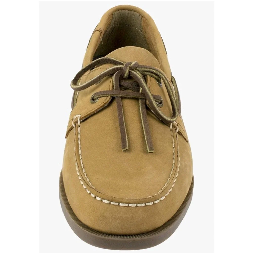 NEW Rugged Shark Mens Classic Boat Shoes Tan Beige Genuine‎ Leather 11.5